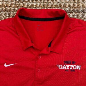 Nike Dayton Flyers Golf Polo Shirt Dri-Fit (2XL) Red Ohio Short Sleeve
